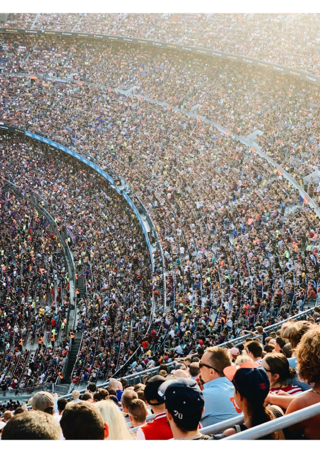 A packed stadium crowd, one of the world's biggest stages